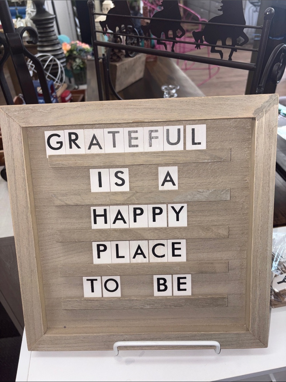 Grateful Is A Happy Place Wooden Letter Board - Neutral Wood